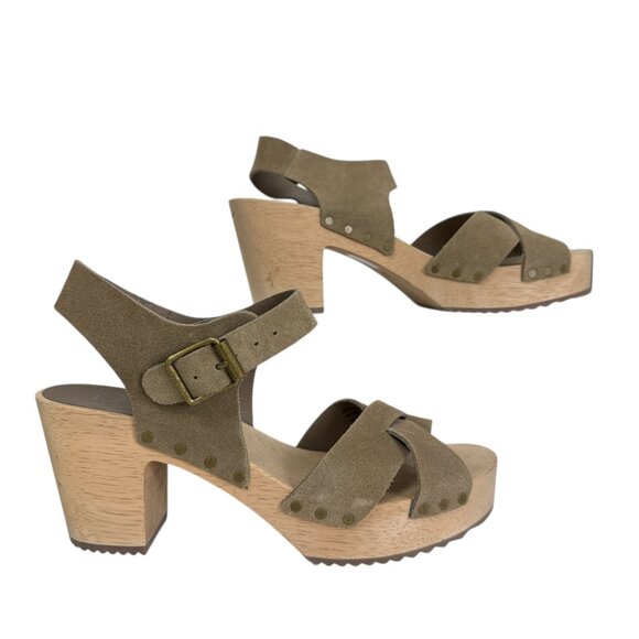 LOFT Shoes - NWOT Loft Criss Cross Leather & Suede Clog Sandals Women's Size 6